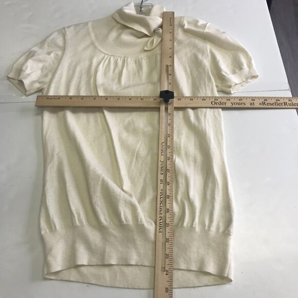 Banana Republic Sweater Womens Small Ivory Cotton Angora Cashmere Short Sleeve - Picture 8 of 10